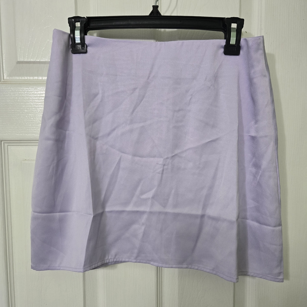 NWT WEWOREWHAT Satin Charmeuse Mini Slip Skirt In Heather Purple, Medium